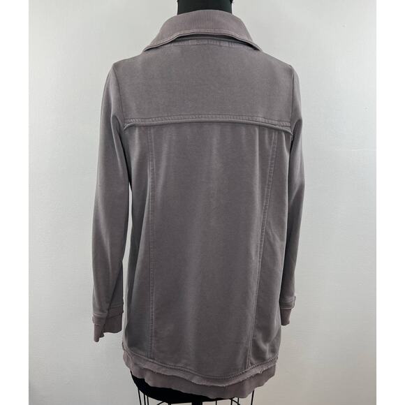 Soft Surroundings 1/4 Snap Gray Long Sleeve Asymmetric Pullover Sweater Top S SM - Picture 4 of 6